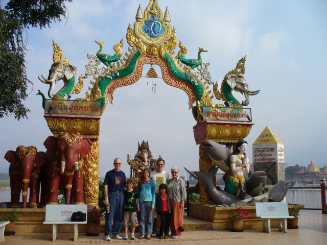 Loulie and George Kent with family at the Golden Triangle in Northern Thailand. 