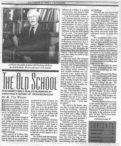 Article About The Old High Schools 30th Anniversary as the DeWitt Mall