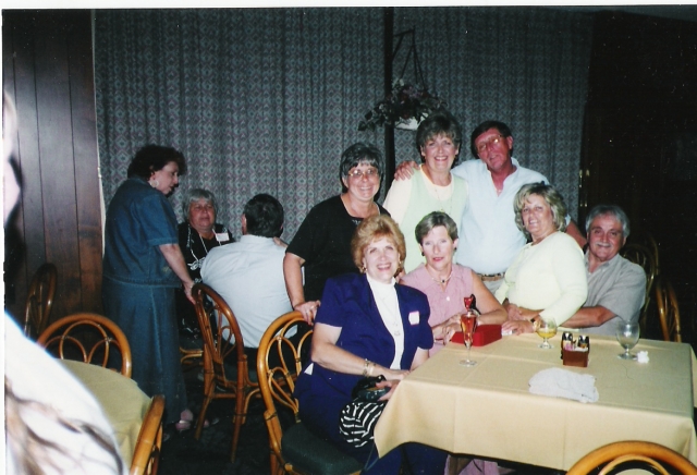 40th Reunion - Sandy Zahorian, Susie Hinger (62), Peggi Wilson, Tom Joseph, Margie James, Bev McCully, Jim Bell and Judy Goldfarb in the left rear.