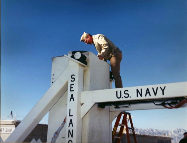 Captain George Kent Inspecting A Missile At White Sands Missile Range Before A Test Firing Circa 1990